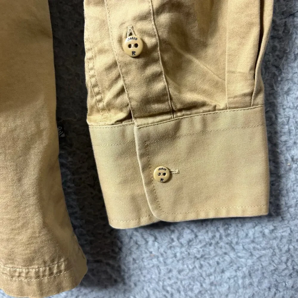 Rocawear Shirt Mens XL Tan Cotton Long Sleeve Button‎ Up Vintage Y2K Hip Hop